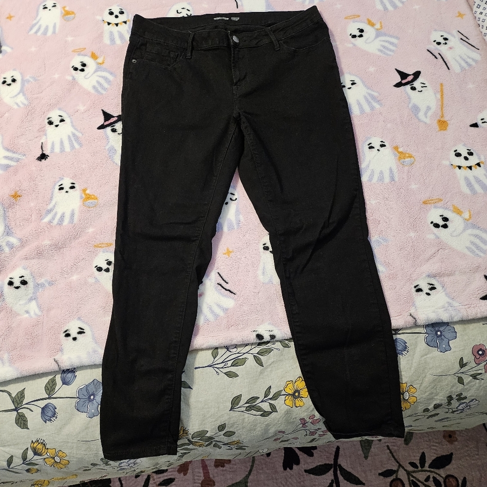 Old Navy Rockstar Super Skinny Black Jeans, 14 Short